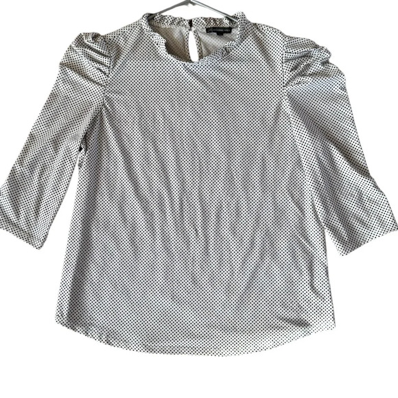Adrianna Papell White/Black Polka Dot Blouse Size Large - Picture 1 of 5